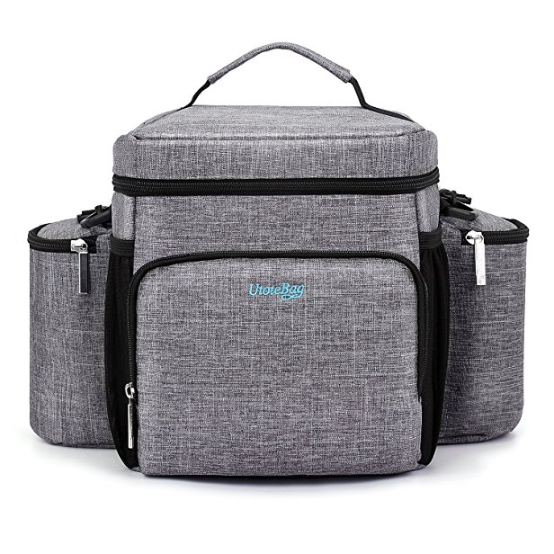 Utotebag Lunch Box Insulated Lunch Bag Cooler Bag 22cans Capacity Leakproof Tote Bag Shoulder Bag With Removable Strap Multi-pocket Outdoor for Family Beach Trip Picnic Hiking (Grey)