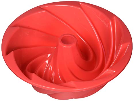 HOSL Red Large Spiral shape Bundt Cake Pan Bread Chocolate Bakeware Silicone Mold