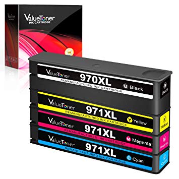 Valuetoner Remanufactured Ink Cartridges Replacement for HP 970XL 971XL to use with Officejet Pro X476dw, X476dn, X551dw, X451dn, X451dw, X576dw Printer(1 Black, 1 Cyan, 1 Magenta, 1 Yellow)