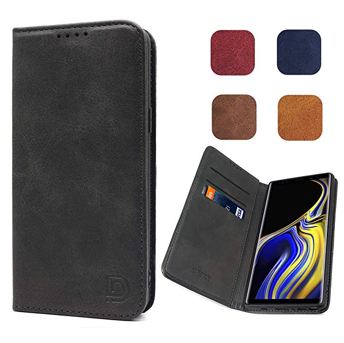 Galaxy Note 9 Case Black, Dekii [Strong Magnet No Buckle] Wallet Flip Folio Case for Samsung Galaxy Note 9, Business Style-Fashion Look Samsung Note 9 Protective Case with Kickstand and Card Holder