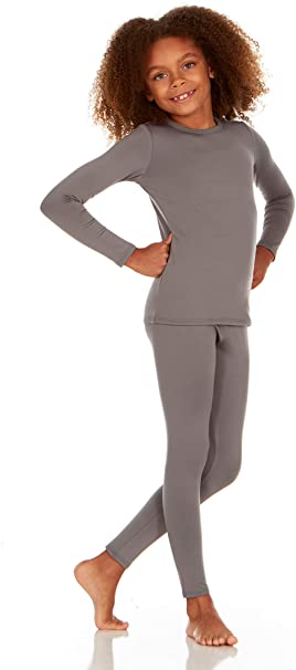 Thermajane Girl's Ultra Soft Thermal Underwear Long Johns Set with Fleece Lined