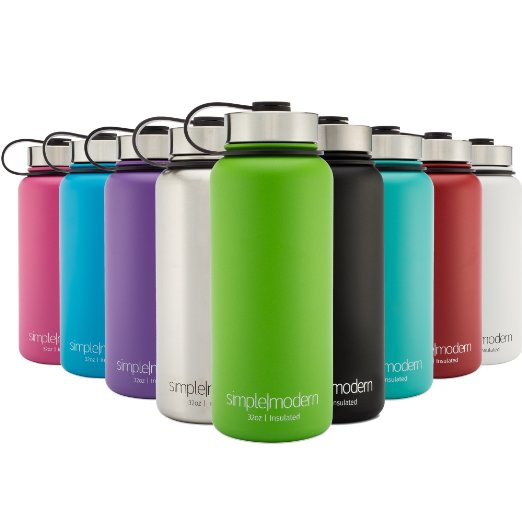 Simple Modern Vacuum Insulated Stainless Steel Water Bottle - Bonus Flip Lid - Wide Mouth Thermos - Double Walled Flask - 32-Ounce