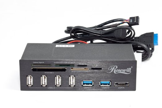 Rosewill 2-Port USB 3.0 4-Port USB 2.0 Hub eSATA Multi-In-1 Internal Card Reader with USB 3.0 Connector (RDCR-11004)