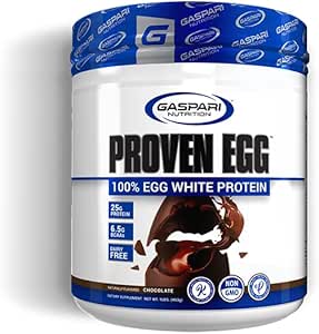 Gaspari Nutrition Proven Egg, 100% Egg White Protein, 25g Protein, Keto Friendly, Dairy Free, Lactose Free, Soy Free (1lb, Chocolate)