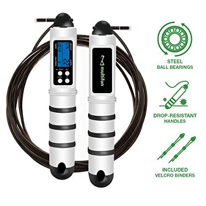 multifun Skipping Rope, Jump Rope Speed Calorie Counter,Adjustable digital Jump Rope with Alarm Reminder for Fitness, Crossfit, Exercise, Workout,Boxing, MMA, HIIT，Fitness Gym Workouts