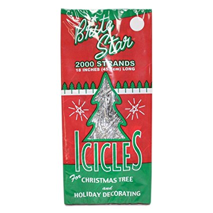 BRITE STAR Silver 18-Inch Icicle Tinsel - 2000 Strands
