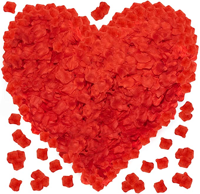 Red Rose Petals for A Romantic Night - 3600 PCS Fake Artificial Silk Valentines Day Flower Face Rose Petals - Great for Special Romantic Nights Room Decorations Marry Me Proposal Weddings Bath