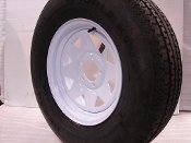 13 White Spoke Trailer Wheel with bias ST17580D13 Tire Mounted 5x45 bolt circle