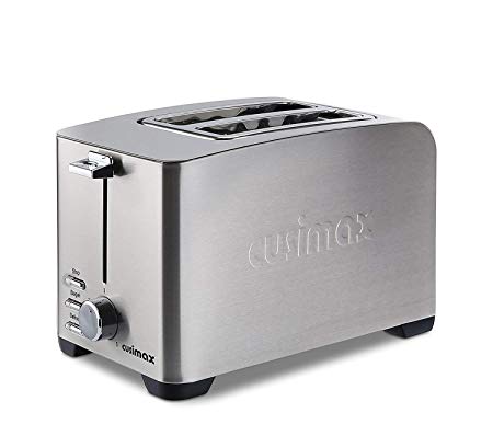 Cusimax 2-Slice Toaster 5 Shade Settings - Pop Up Extra Wide Slot Toaster - CMST-T85 - Stainless Steel