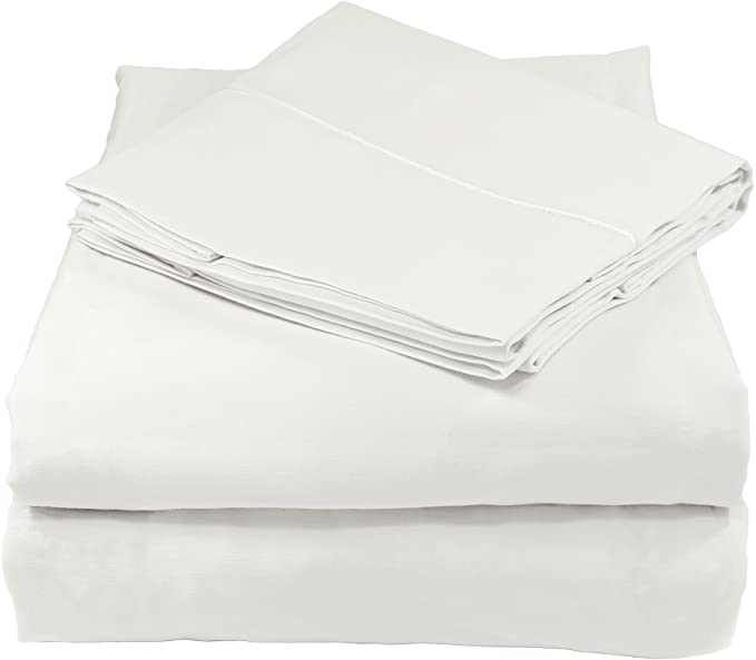 Whisper Organics Organic Cotton Sheets Set GOTS Certified, 400 Thread Count, Sateen (Full, White)