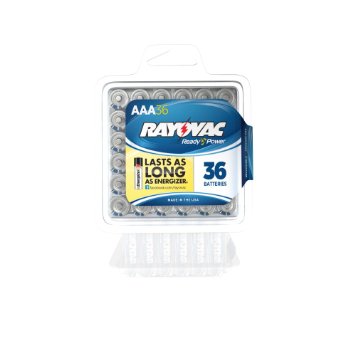 Rayovac Alkaline AAA Batteries, 824-36PPF, 36-Pack with Recloseable Lid