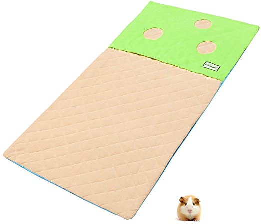 EXPAWLORER Guinea Pig Fleece Cage Liners - with Burrowing Pocket Hideout, Waterproof & Anti Slip Guinea Pig Bedding, Super Absorbent Pee Pad, for Small Animals