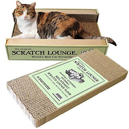 Scratch Lounge - Reversible Cardboard Cat Scratch Post with Floor Refill and Catnip