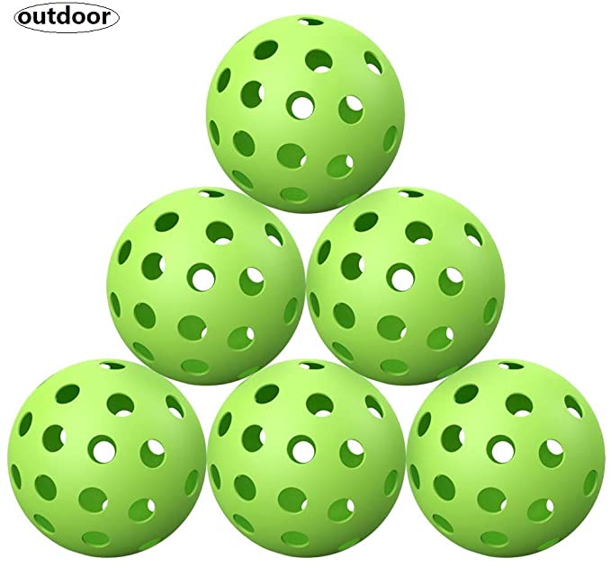 ZOEA Premium 40 Holes Outdoor Pickleball Balls, Durable Ball with Nice Bounce, High Visibility for Outdoor & Indoor Courts 6 Packs Bright Yellow & Green