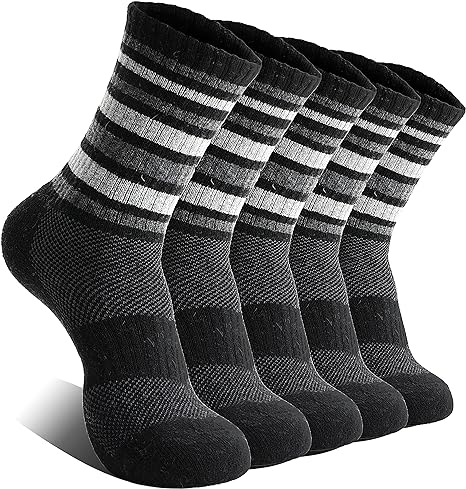 EBMORE Womens Merino Wool Hiking Socks Thermal Warm Winter Boot Crew Cushion Work Gift Socks 5 Pairs