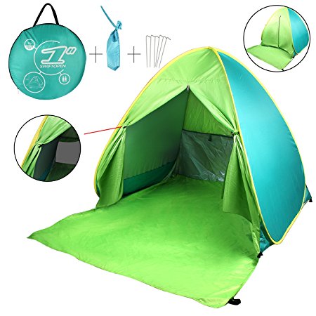 Fbsport Portable Lightweight Beach Tent ,Automatic Pop Up Sun Shelter Umbrella,Outdoor Cabana Beach Shade with UPF 50  Sun Protection