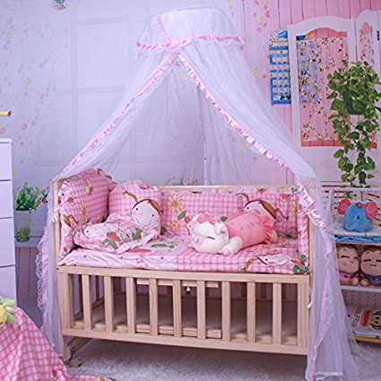 Pesp® Baby Breathable Mosquito Net Toddler Bed Dome Canopy Netting Lace Décor (Pink)