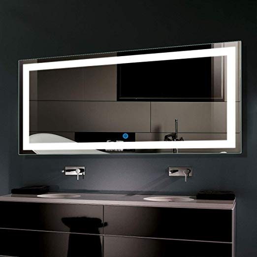 Horizontal LED Bathroom Silvered Mirror with Touch Button,60 x 28 In (E-CK010-C)