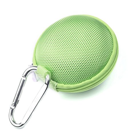 Case Star ® Earphone handsfree headset HARD EVA Case - Clamshell/MESH Style with Zipper Enclosure, Inner Pocket, and Durable Exterior   Silver Climbing Carabiner With Case star cellphone bag (EVA Case- Light Green)