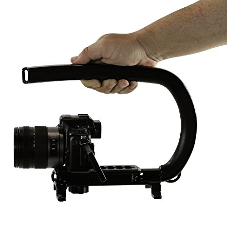 Cam Caddie Scorpion Original Stabilizing Camera Handle and Support Rig for DSLR, GoPro, Camcorders and Other Video Cameras up to 20 lbs - Professional Handheld U/C-Shaped Grip - Includes: Smartphone / GoPro Adapters, and 1/4-20 Threaded Mounting Knob - Black