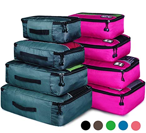 8 Set Packing Cubes, Mixed Color Travel Luggage Packing Organizer