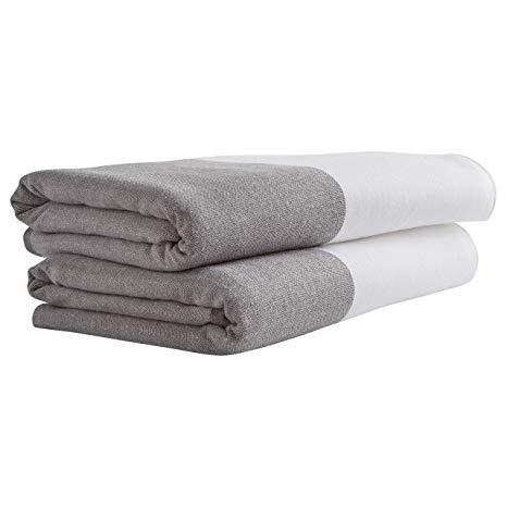 Rivet Contemporary Striped Cotton Bath Towels, Set of 2, Charcoal