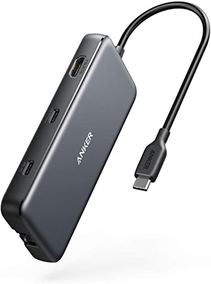 Anker USB C Hub, PowerExpand 8-in-1 USB C Adapter, with 100W Power Delivery, 4K 60Hz HDMI Port, 10Gbps USB C and 2 USB A Data Ports, Ethernet Port, microSD and SD Card Reader, for MacBook Pro and More