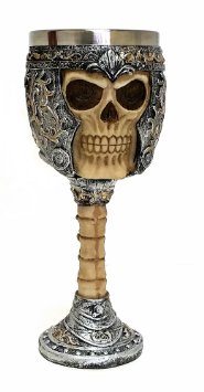 Ossuary Style Skeletal Skull Wine Goblet Bones Skull Armor Cup - Orcskull Cup