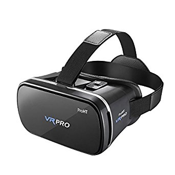VR PRO Virtual Reality Headset (88205A)3D Video Movie Game Glasses with Anti Blue Film for 4.0~6.0inch iPhone,Samsung,Android Smartphones,Adjustable Focal Distance Pupil Distance.Power by ProHT.Blue