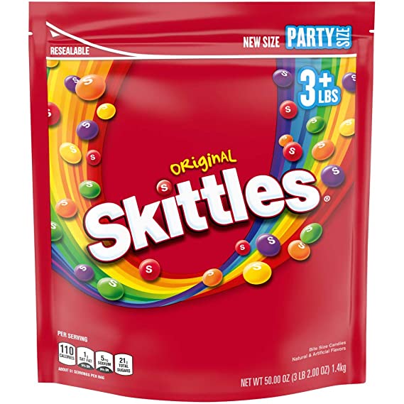 Skittles, Original Fruity Candy Party Size Bag, 50 oz