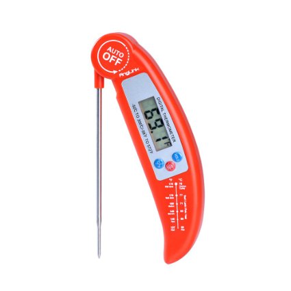 Meat Thermometer AngLink Kitchen Cooking Food Thermometer Ultra Fast and Accurate Instant Read Digital Electronic Barbecue BBQ Thermometer with Collapsible Internal Stainless Steel Probe-Free Battery