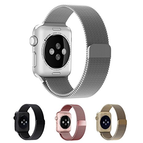 EH HE Apple Watch Band 38mm, Magnetic Closure Clasp Mesh Loop Milanese Stainless Steel iWatch Band Replacement Bracelet Strap for Apple Watch Sport&Edition