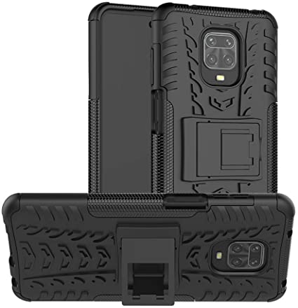 DWaybox Phone Case for Xiaomi Redmi Note 9 Pro/Redmi Note 9 Pro Max 2in1 Dual Layer Heavy Duty Hybrid Armor Shockproof Protective Back Cover for Redmi Note 9S with Kickstand -Black