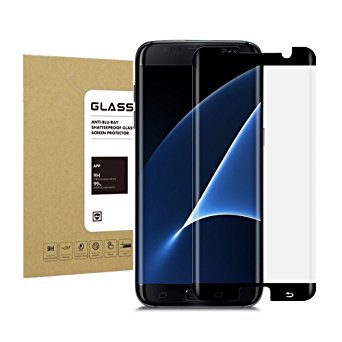 Galaxy S7 Edge Tempered Screen Protector [Bubble-Free][Anti-Scratch] 9H Hardness[Scratch Resistant] HD Clear Film Screen Protector for Samsung Galaxy S7 EDGE Black