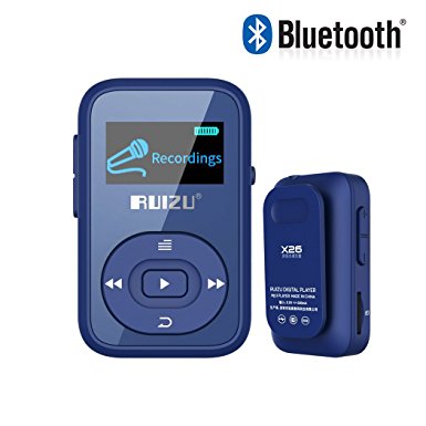 Eleston 8GB Portable Clip Bluetooth MP3 Music Player with FM Radio/Voice Recorder, Lossless Sound Music Player for Running Support up to 64GB (Blue)