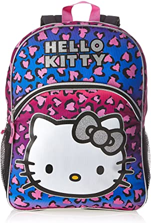 FAB Starpoint Big Girls' Hello Kitty Rainbow Animal Print 16 Inch Backpack