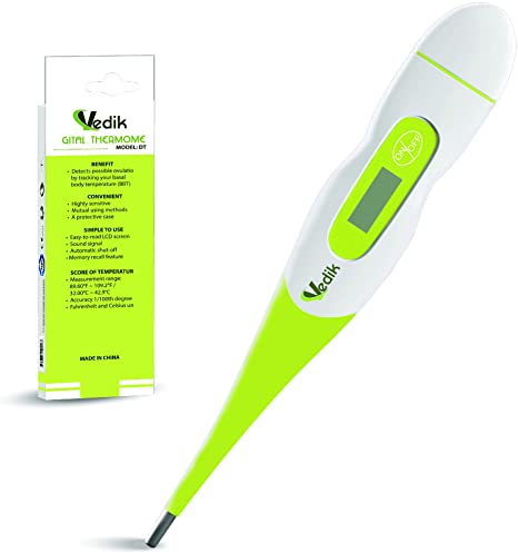 VEDIK Basal Digital Thermometer - Fast Reading, Auto Turn Off, 1/100th Degree High Precision and Memory Recall Fertility Basal Thermometer