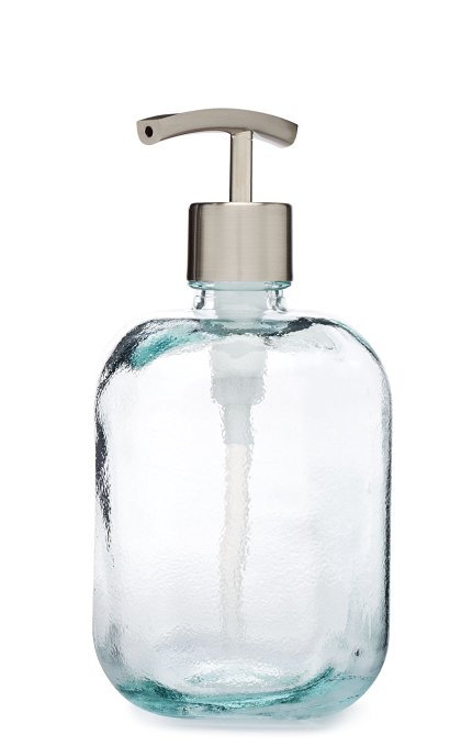 Cubo Square Round Recycled Glass Soap Dispenser (Stainless Modern)