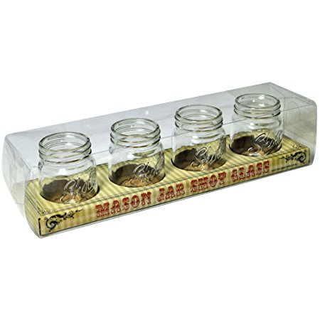 Barbuzzo Mason Jar Shot Glasses, 4-Pack