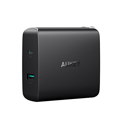 AUKEY USB C Charger with 46W USB-C Power Delivery 3.0 & 5V/2.1A Ports USB Wall Charger for MacBook / Pro, iPhone X / 8 / Plus, Samsung Note8 and More