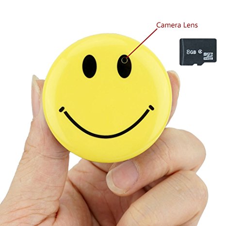 TEKMAGIC 8GB Smily Face Badge Hidden Camera Video Recorder Mini DV Camcorder Support Audio Recording