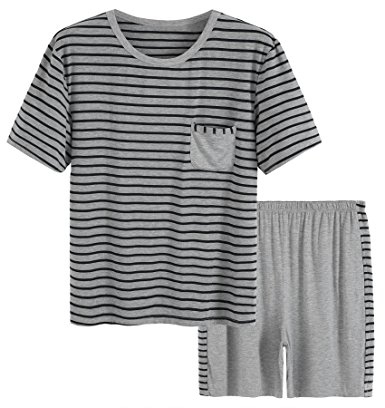 Latuza Men's Summer Sleepwear Striped Design Casual Pajama Set