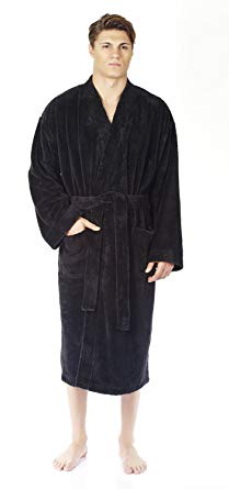 Arus Men's Kimono Fleece Bathrobe Turkish Soft Plush Robe