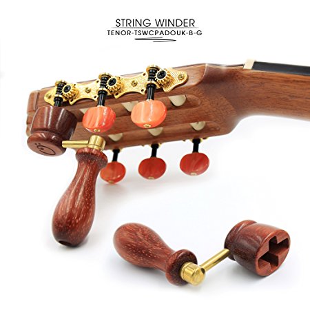 "PADOUK" Handcrafted Wooden Guitar String Winder by Tenor. Designed For Classical, Flamenco, Acoustic, Electric Guitars and Ukuleles. Made Of Solid Handpicked PADOUK Wood. Beautiful Vintage Look.
