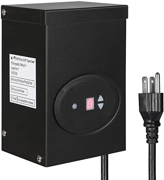 DEWENWILS 120W Outdoor Low Voltage Transformer with Timer and Photocell Sensor, 120V AC to 12V AC, Weatherproof, for Halogen & LED Landscape Lighting, Spotlight, Pathway Light, ETL Listed