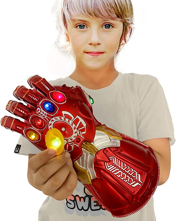New Iron man Infinity Gauntlet for Kids, Iron Man Glove LED with Removable Magnet Infinity Stones-3 Flash mode. (Kids) …