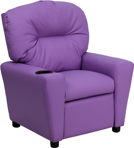 Flash Furniture Contemporary Lavender Vinyl Kids Recliner with Cup Holder