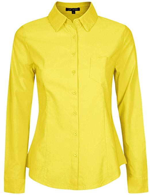 Michel Womens Long Sleeve Shirts Blouse Casual Tie Front Shirts