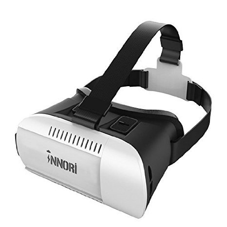 INNORI VR Headset Virtual Reality Glasses Head Mounted Display Portable VR Goggles for Smartphones like iPhone 6 Plus, HTC, Samsung, Sony and other Phones Sizing between 4.7 and 6 inches with Adjustable Straps ¡§C Black and White ¡­