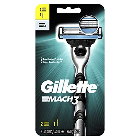 Gillette Mach3 Men's Razor, Handle & 2 Blade Refills (Packaging May Vary)